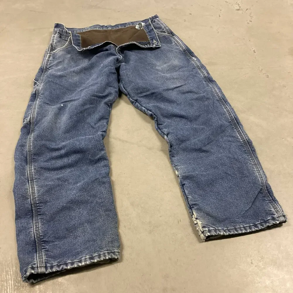 vintage baggy thermal lined wrangler carpenter jeans 34x30